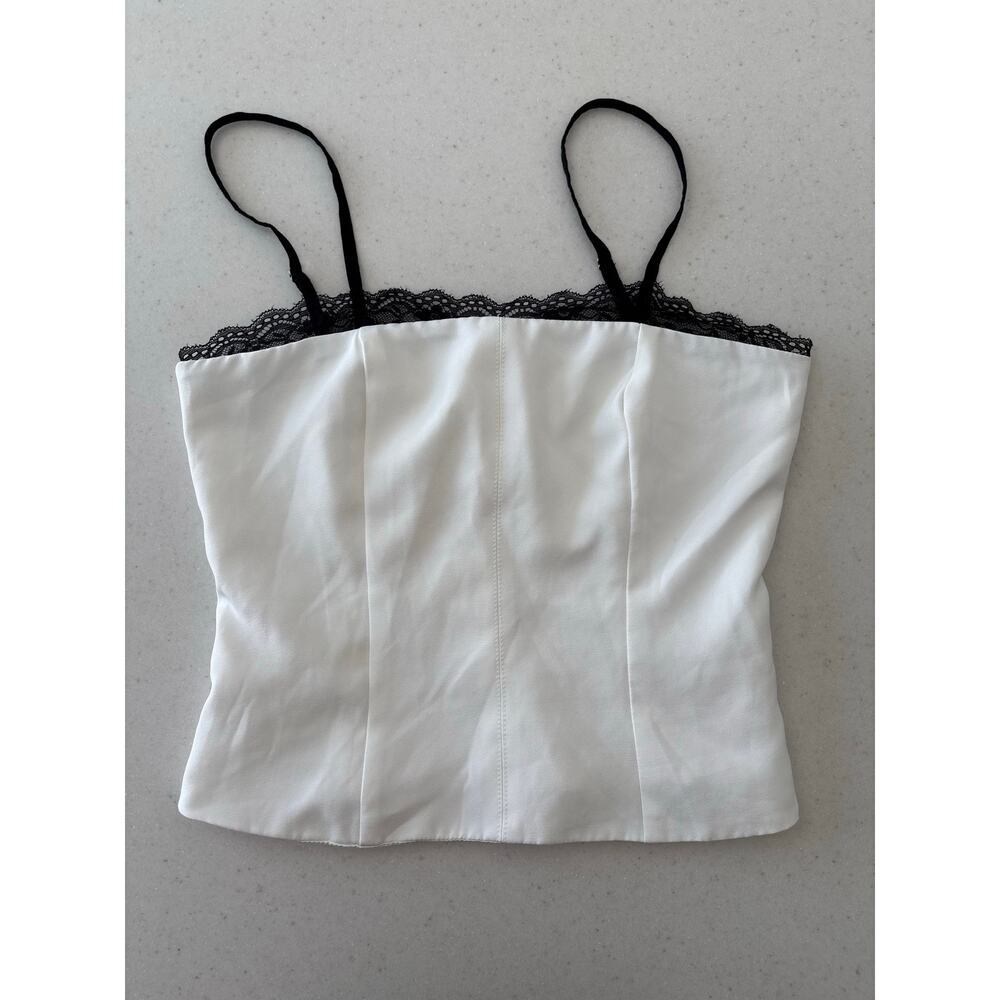 White Satin Lace Trim Cami Top Women’s
Adjustable Straps Y2K Minimalist - Picture 2 of 9